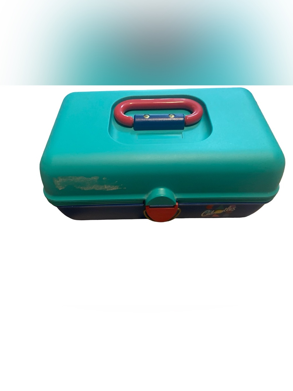 Vintage Caboodles Model 2602 Makeup Case Teal Blue Pink Trays USA
